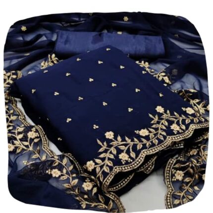 EthnicJunction Women's Georgette Embroidered Unstitched Salwar Suit Dress Material
