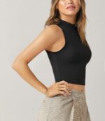 Aahwan Women's & Girls' Solid Ribbed Slim Fit Crop Tank Top - Image 3