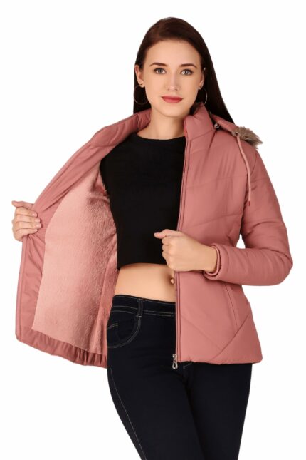 Brazo Girls and Women's Puffer Regular Fit Bomber Jacket For Winter Wear | Hooded Neck | Full Sleeve | Zipper | Casual Jacket For Woman & Girl | Western Stylish Jacket For Women