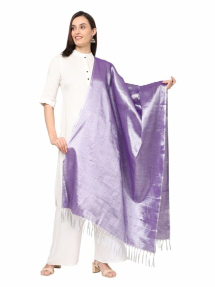 Fashily Solid Silk Plain Dupatta | Shiny Jari Dupatta | Length 2.25m