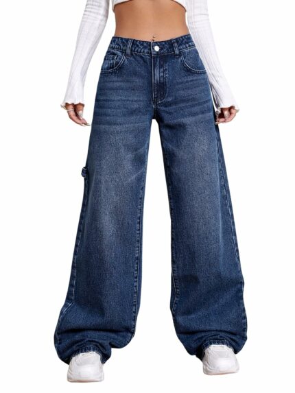 GRECIILOOKS Regular Fit Pant Baggy High Waist | Bell Bottom Jeans for Women