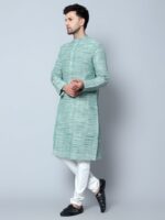 LATEST CHIKAN Men's Cotton Regular Textured Long Kurta Full Sleeves - Casual Ethnic Wear - Image 3