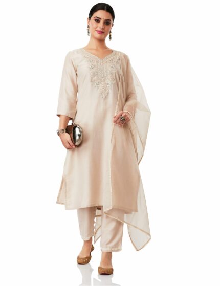 Amazon Brand - Myx Women's Embroidered Kurta Pant Set with Dupatta
