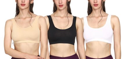 ZUVAIRIYA STORE Women Cotton Medium Impact Sports Bra for Women | Daily Use | Non-Wired | Non-Padded | Seamless Bra | Full Coverage | Suitable for Gym,Yoga,Workout(Pack of 3)