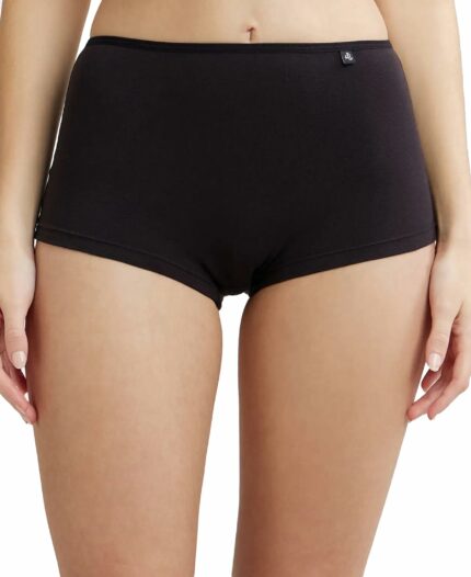 Jockey SS04 Women's High Coverage Super Combed Cotton Elastane Stretch Mid Waist Boy Shorts with Concealed Waistband and StayFresh Treatment