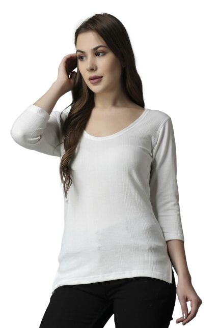 FF Thermal Warmer Vest for Women Ultra Soft 3/4 Sleeves Scoop Neck Winter Inner Wear Top Johns Underwear