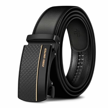 ZORO UNITED Men's Vegan Leather Premium Belt for Men - Stylish & Durable | (Formal/Casual) | Black