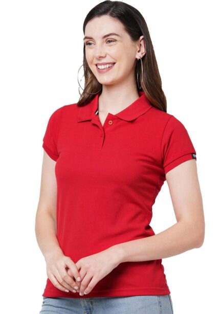 Wear Your Opinion Womens Polo Collar Neck T-Shirt Top (Design: Solid)