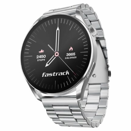 Fastrack Dezire FX1 Luxury Metal Smart Watch, 1.38? UltraVU HD Display, Functional Crown, SingleSync BT Calling, AI Voice Assistant, 100+ Smartwatch Faces, IP68, Upto 5 Day Battery (Silver)