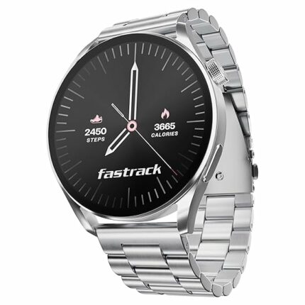 Fastrack Dezire FX1 Luxury Metal Smart Watch, 1.38? UltraVU HD Display, Functional Crown, SingleSync BT Calling, AI Voice Assistant, 100+ Smartwatch Faces, IP68, Upto 5 Day Battery (Silver)