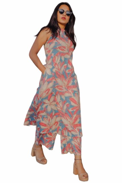 ANNI DESIGNER Women's Rayon Viscose Straight Printed Kurta with Pant