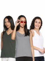 ECOLINE Clothing Eco-Friendly Women's Cotton Dual V Neck/Round Neck Tank Top