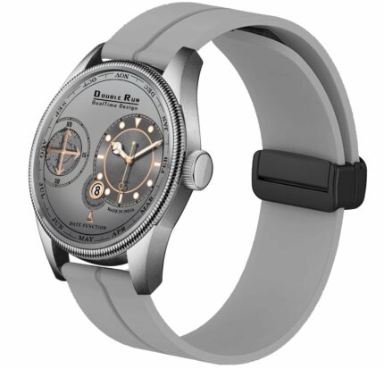 DOUBLERUN Chonograph Date Display Radium Dial Analoge Silicone Magnetic Premium Belt Watch for Men - Stylish & Durable, Series S-180-45