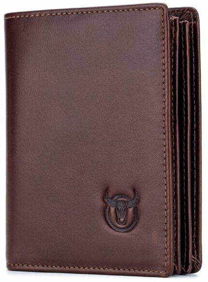 Contacts Men's Genuine Leather Wallet | RFID Blocking Wallet for Men - Stylish & Durable| 14 Card Slots, 1 ID Window | Large Capacity Can Hold 50 Currency Notes (Brown)