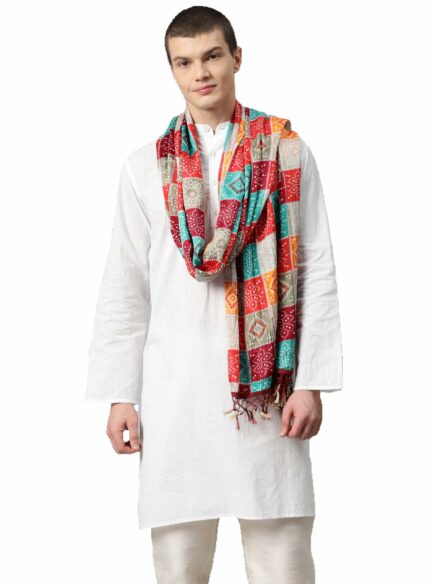 Weavers Villa Cotton Woven Printed Dupatta for Men