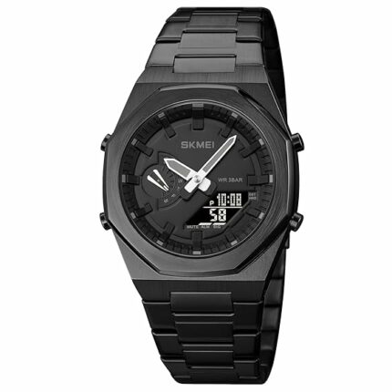SKMEI Stainless Steel Men Analog Watch Dual-Display Electronic Watch with Luminous 30M Waterproof Watch Fashion Multifunctional Sports Watch for Men - Stylish & Durable- 1816
