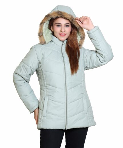 Hiwadi Casual Women's Hooded Collar Jacket Full Sleeve Winter Wear Solid Quilted Neck Jacket for Women Girls