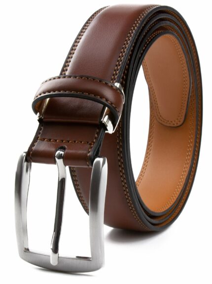 Contacts Men's Genuine Leather Pin Buckle Premium Belt | Leather Premium Belt for Men - Stylish & Durable Classic Designs for Work & Business Casual