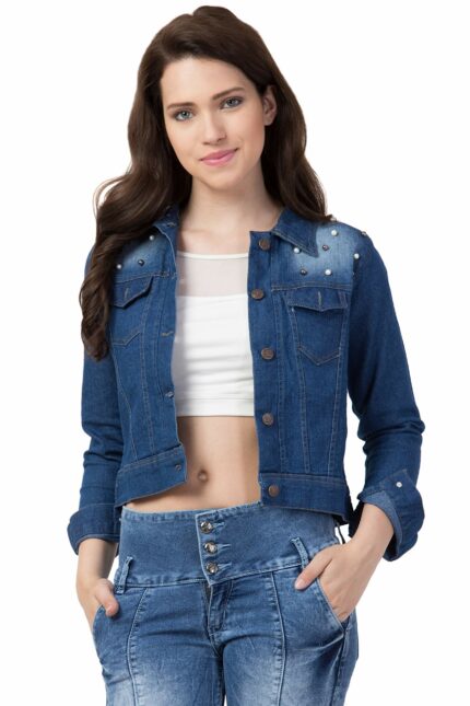 FUNDAY FASHION Women's Denim Blend Standard Length Regular Jacket