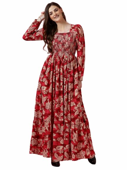 Sheetal Associates Women's Maxi Floral Print Crepe Regular Sleeves Casual Dress