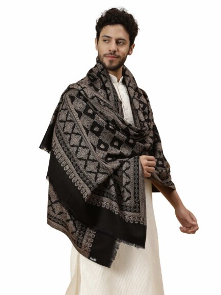tweedle Men?s Ethnic Barfi Design Shawl/Stole, Soft, Reversible Wrap for Gents (40 x 80 Inches)