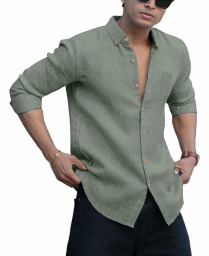 Men's Solid Linen Cotton Shirt | Casual | Plain | Full Sleeve | Summer-Regular Fit| Men Stylish Shirt | Everyday Formal Wear