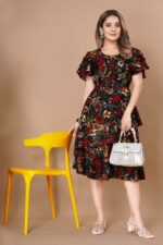 Women Floral Print Sleeve Layred Dress - Image 4