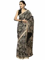 AKHILAM Women's Bhagalpuri Silk Geometric Printed Ready To Wear one Minute Saree With Unstitched Blouse Piece