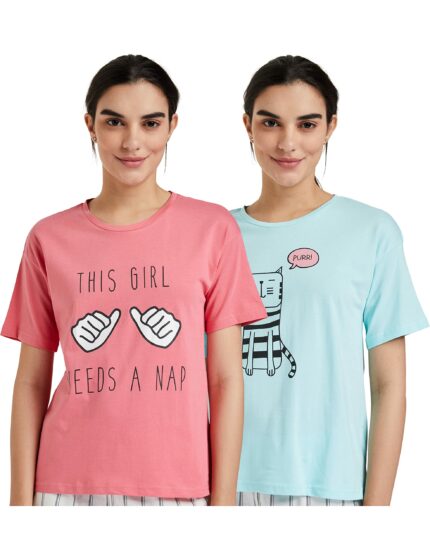 Amazon Brand - Symbol Women's Solid Cotton Stretch Half Sleeve Round Neck Regular Fit T-Shirt (Pack of 2)