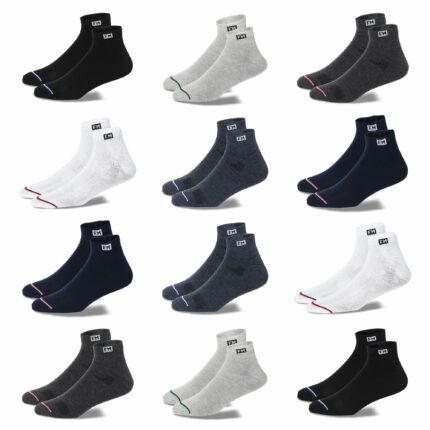 Fitness Mantra? 12 Pairs Sports Ankle Cotton Socks | Free Size| Breathable| Daily Use| Multicolor| 12 Pairs|