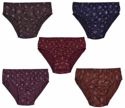ESSA Fairlady Women's Briefs | Full Coverage, 100% Super Soft Cotton, Hosiery, Mid Waist | Inner Elastic Waistband | Underwear, Innerwear, Panties | Floral Print (Pack of 5) (Multicolor)
