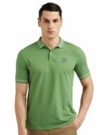 Peter England Men's Regular Fit Branded Insignia Half Sleeve Polo T-Shirt | Cotton Rich | Premium Pique Weave
