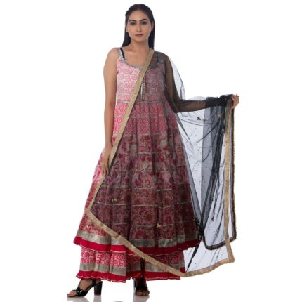 Traditions Bazaar Women's Moti Lace Starred Net Fabric Dupatta