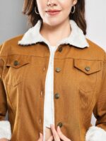 FUNDAY FASHION Women Cotton Blend Full Sleeve Solid Long Knee Length Jacket - Image 3