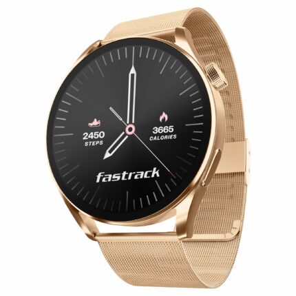 Fastrack Dezire FX1 Luxury Metal Smart Watch, 1.38? UltraVU HD Display, Functional Crown, SingleSync BT Calling, AI Voice Assistant, 100+ Smartwatch Faces, IP68, Upto 5 Day Battery (Rose Gold)