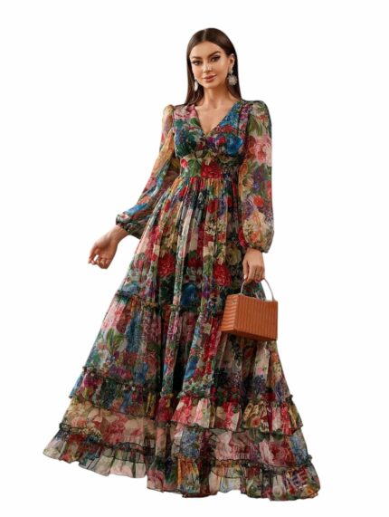 LITZO Women's Georgette A-Line Maxi Dress
