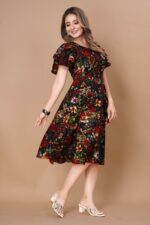 Women Floral Print Sleeve Layred Dress - Image 3
