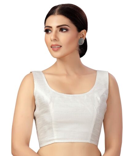 Studio Shringaar Women's Readymade Art Silk Sleeveless Saree Blouse