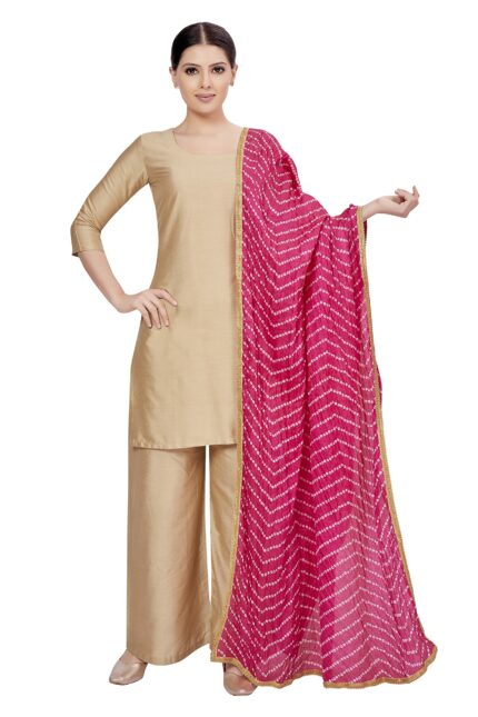 Studio Shringaar Women's Vegan Silk Bandhni Dupatta (42" X 2.5 Meters)