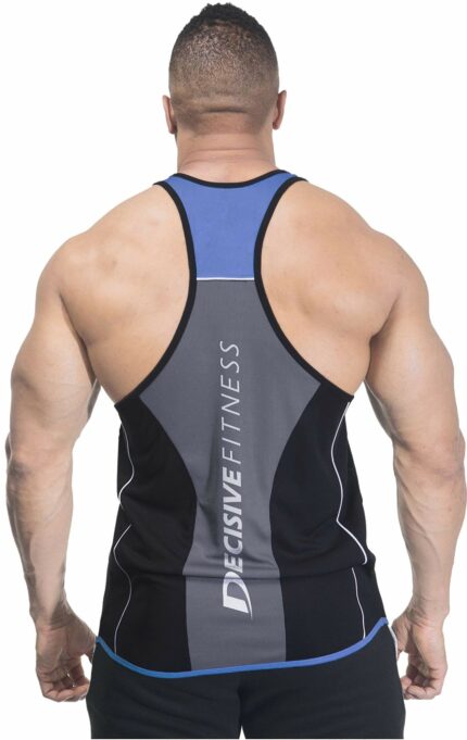 DECISIVE Fitness Designer Gym Stringer Vest, Gym Vest, Racer Y Back, Sports Tank Tops, Sando for Men