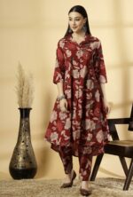 Pistaa's Women Pure Cotton Floral Printed Salwar Suit Set - Image 2