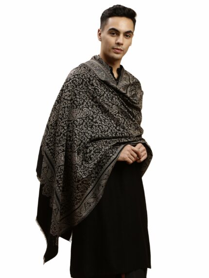 tweedle Men?s Ambi Design Acrylic Shawl/Stole for Mild Winters with Zari Work (40 x 80 Inches)