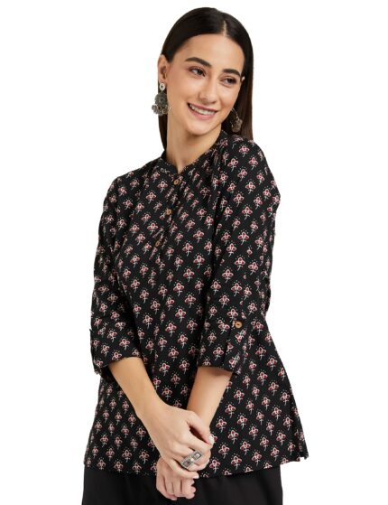 Amazon Brand - Myx Women's Printed Regular Cotton Short Kurti