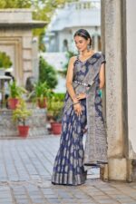 SWORNOF Women's Lucknowi Chikankari Linen cotton Woven Sarees For Women with Blouse sarees for Women - Image 6