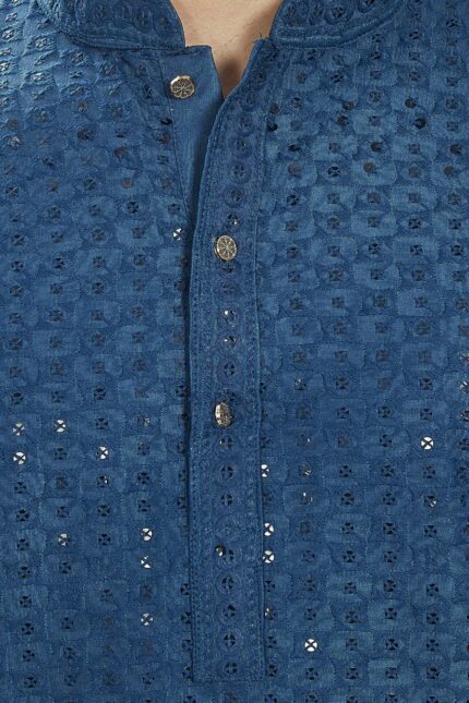 DIVISIVE Men's Sequince Embroidered Cotton Blend Only Slim Fit Kurta