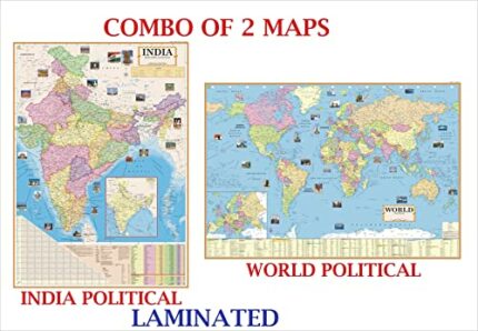 India and World Political Map - LAMINATED | Size - 70?100cm | India Map | World Map