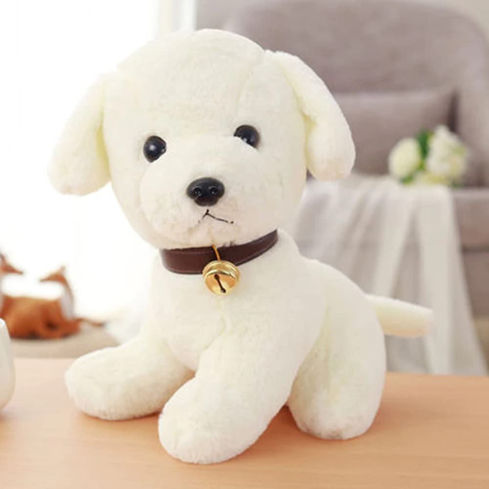 Version 1.0.0 Babique Dog Sitting Plush Soft Toy Cute Kids Animal Home Decor Boys/Girls White (25 cm) - Image 1