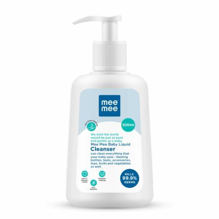 Mee Mee Baby Liquid Cleanser 500ml, Anti-Bacterial Kills 99.9% Germs | Cleanser for Bottles, Nipples, Accessories, Toys, Fruits & Vegetables | No Alcohol, One Drop Cleaning, Dermatologically Tested