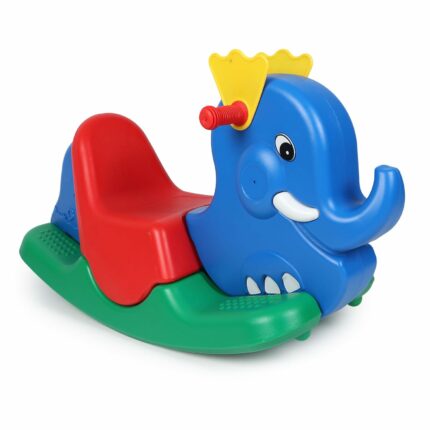 Amazon Brand - Jam & Honey Tusker Elephant Ride-On Rocker Toy for Kids | Ideal for Children from 12 to 36 Months | Capacity 25 kg | Blue Red & Green | Assorted