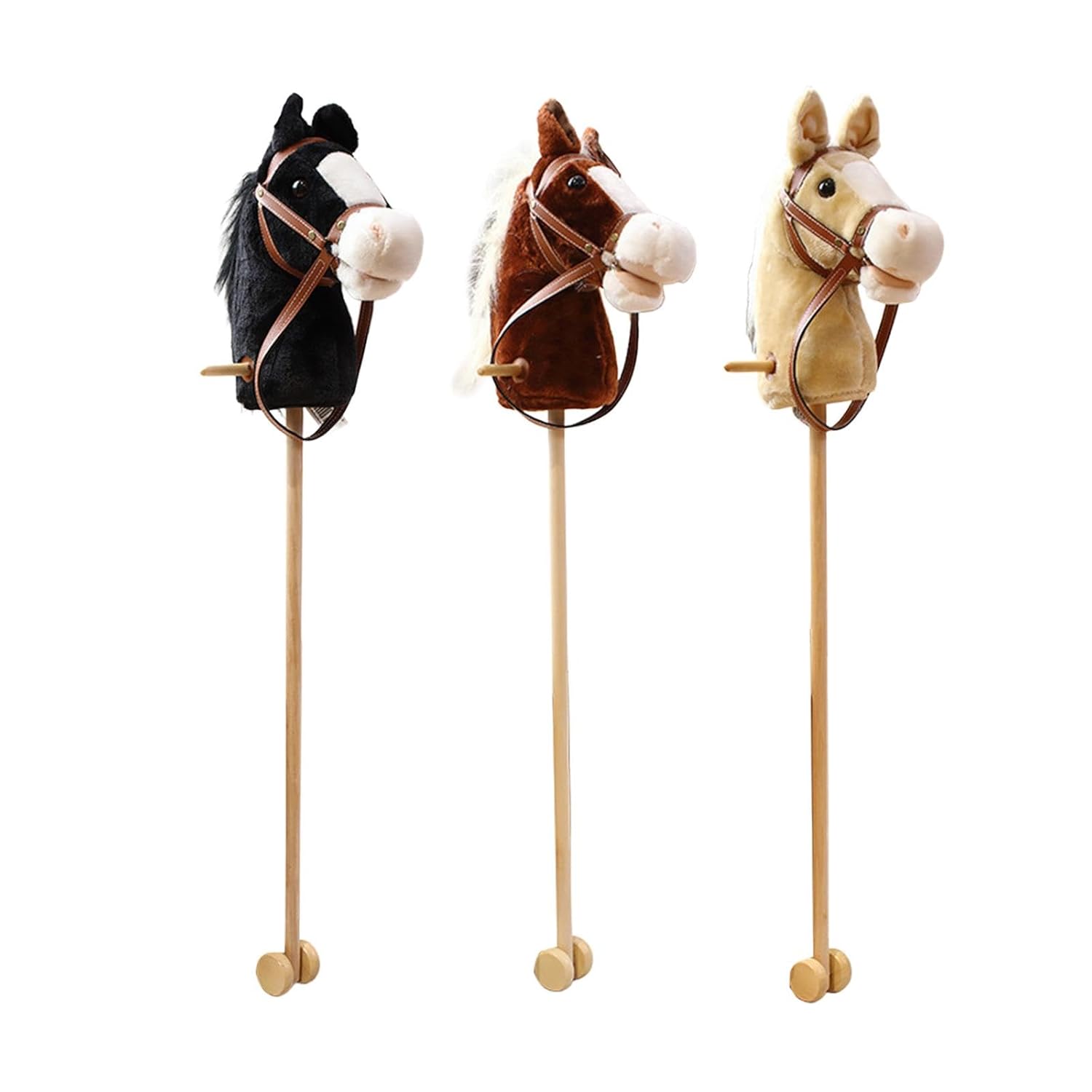 61pOLpww7yL._SL1500_.jpg bnf Stick Horse Pretend Play Fun Handcrafted Hobby Horse for Children Boys Girls Black with Wheels Baby | Toys for Baby | Developmental Baby Toys - Image 1